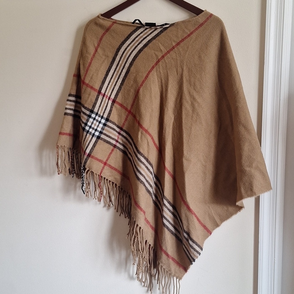 Plaid Fringe Poncho